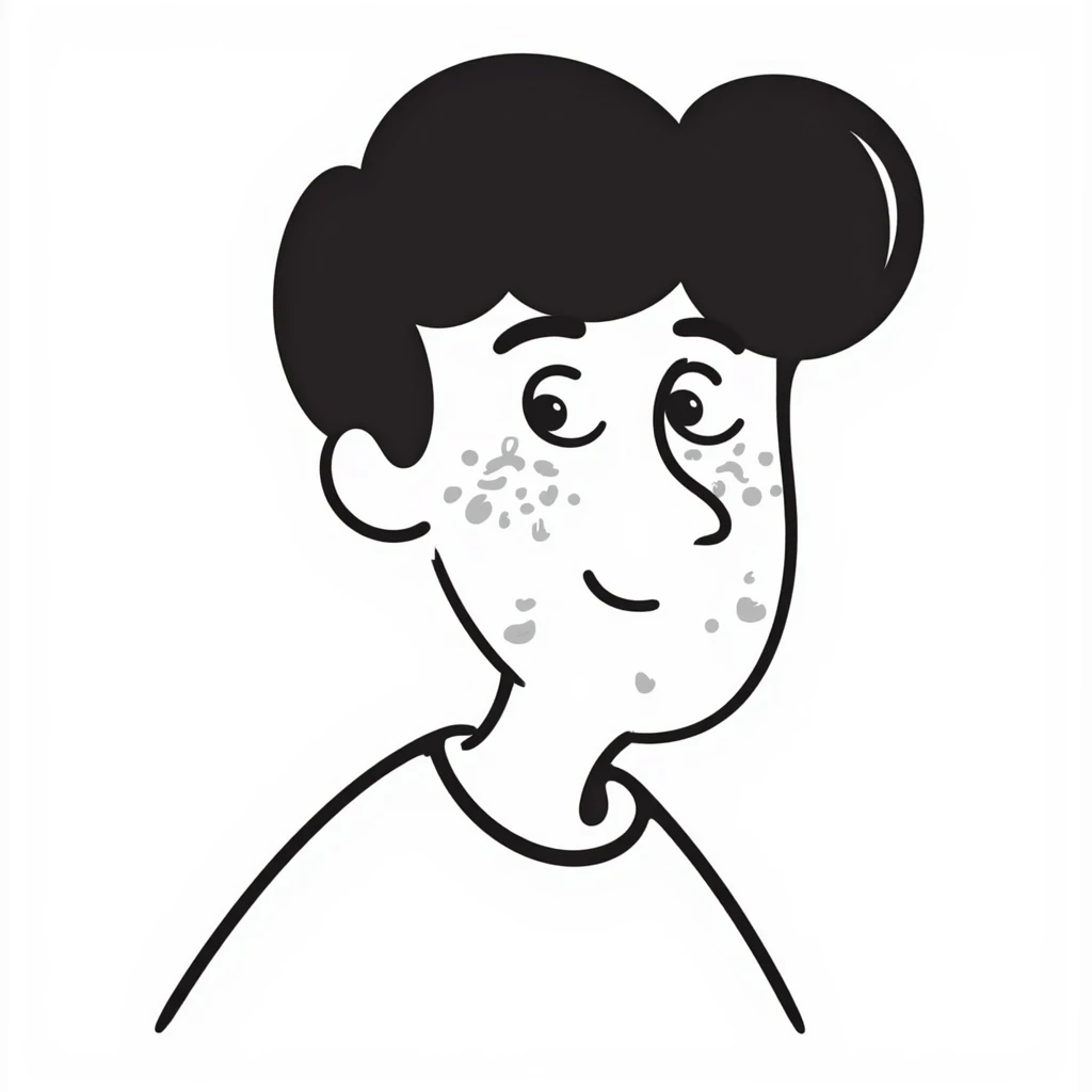 teenager with black hair and visible acne emoji