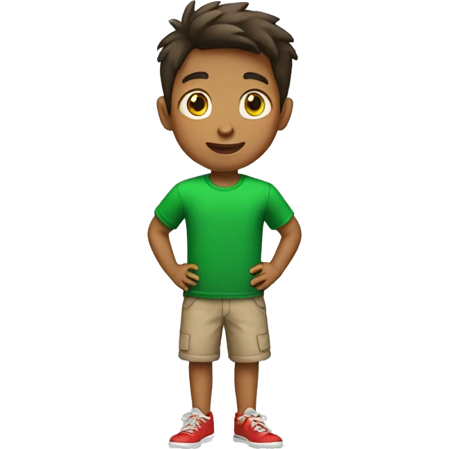 boy with a green-red t-shirt emoji
