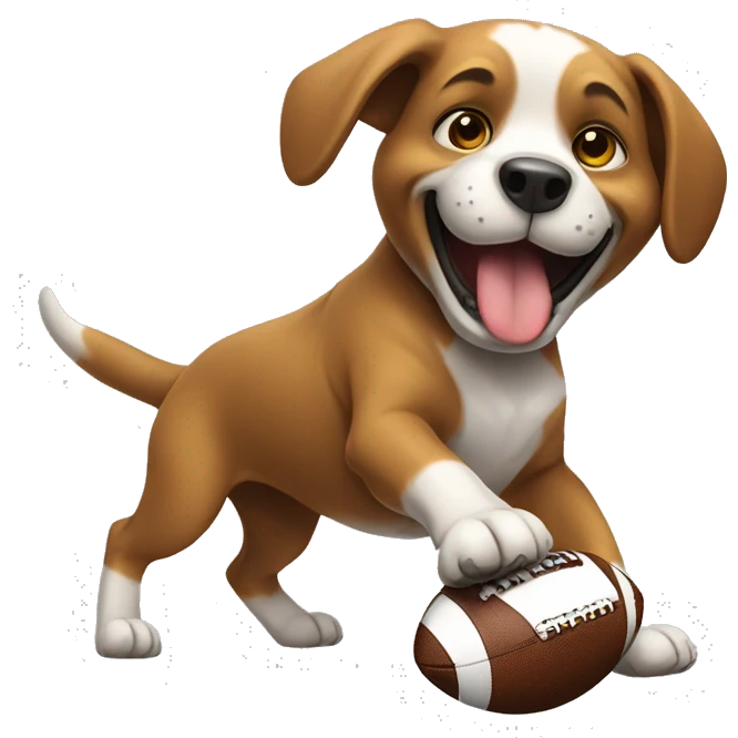 A dog playing football emoji
