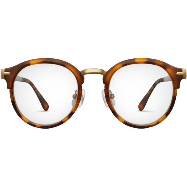 Half frame glasses with rounded bottom frames in light brown emoji