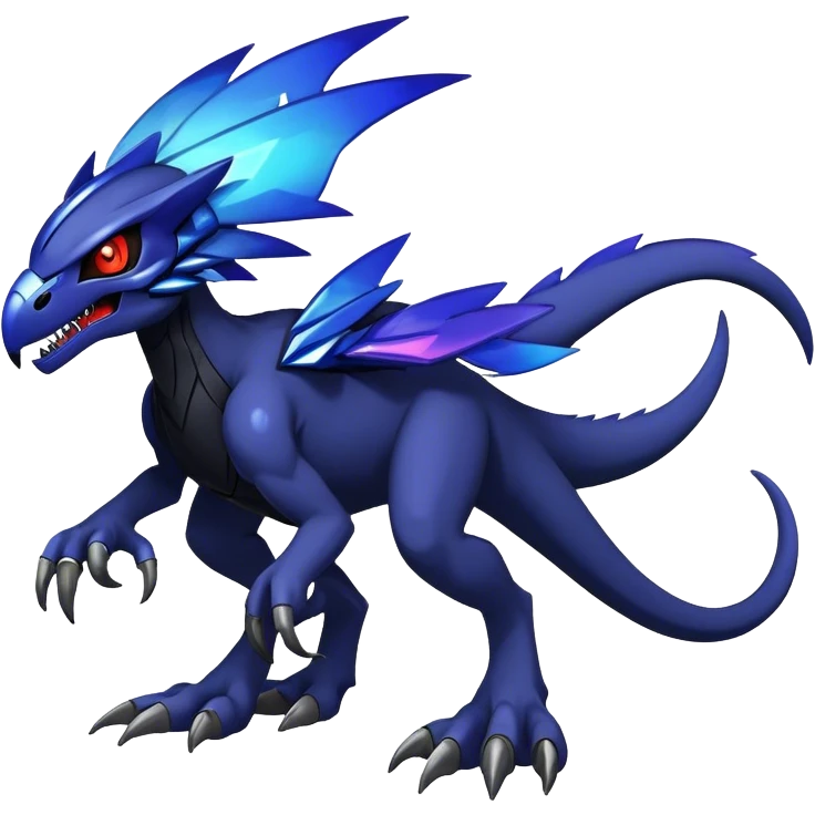 Shiny Dark Evil Nebula Futuristic Fakemon-Pokemon-Digimon-Spectrobes-Raptor-fusion, full body emoji