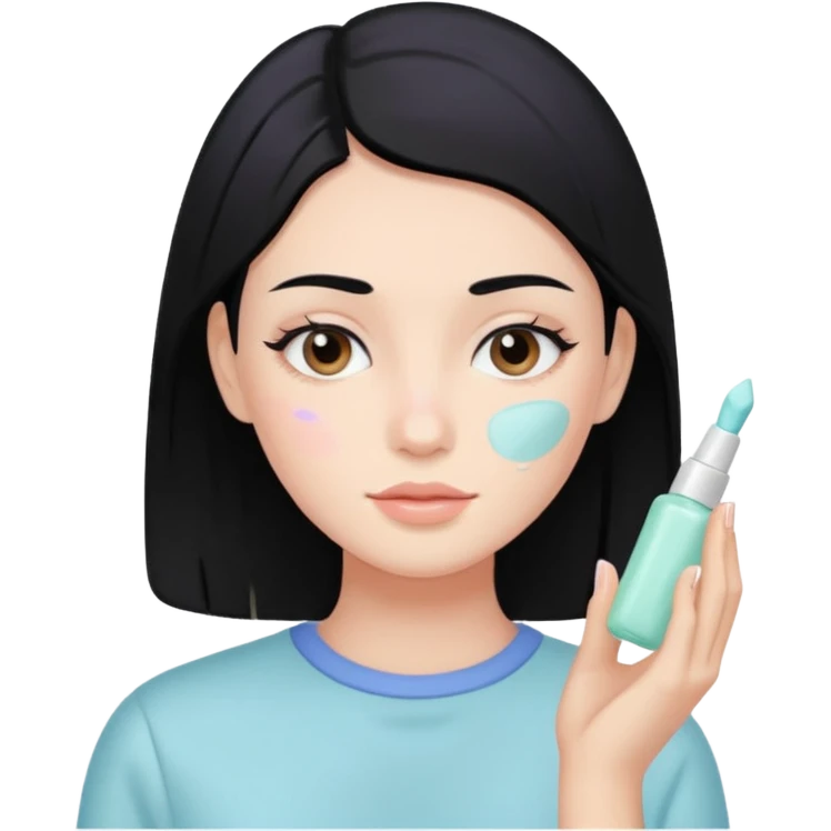 cute black hair pastel colors skin care emoji