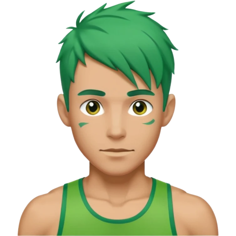 male, green haired, runner emoji