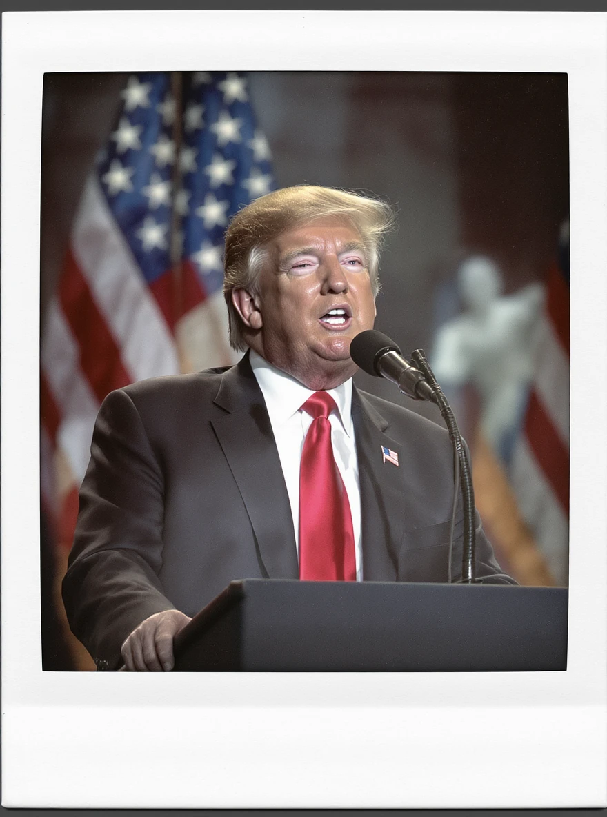 Donald Trump speaking at a rally emoji