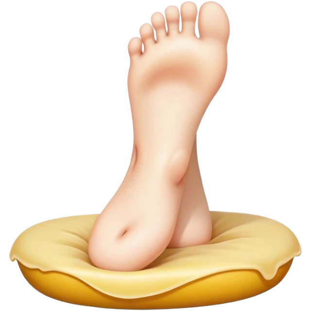 A giant floating foot with a noseless girl face on top of it's sole emoji