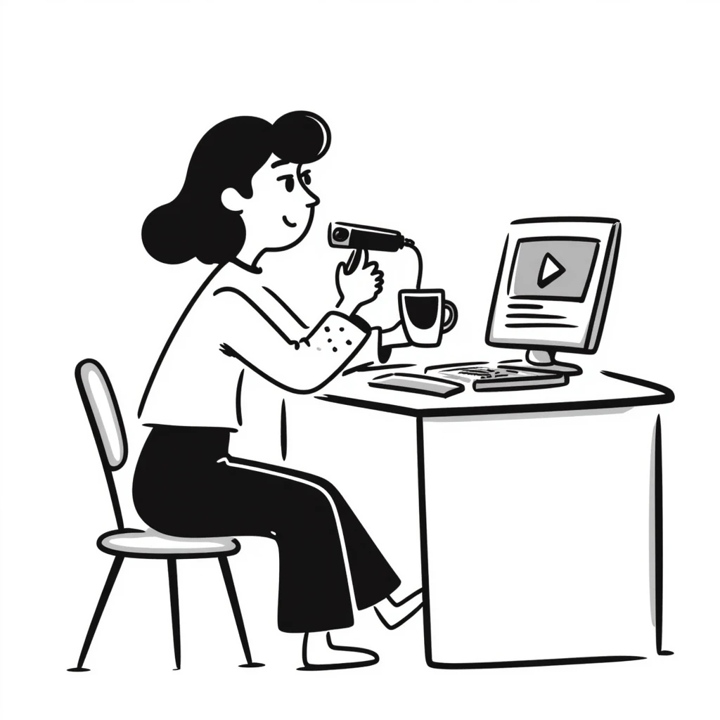 an online content creator, hand drawn doodle style emoji