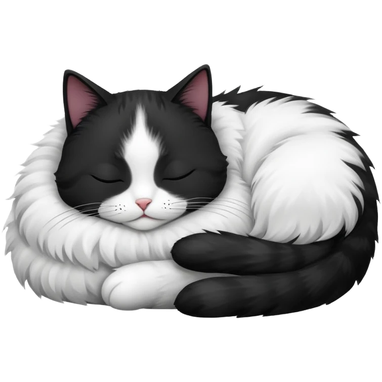 Sleeping black and white cat with zzz emoji