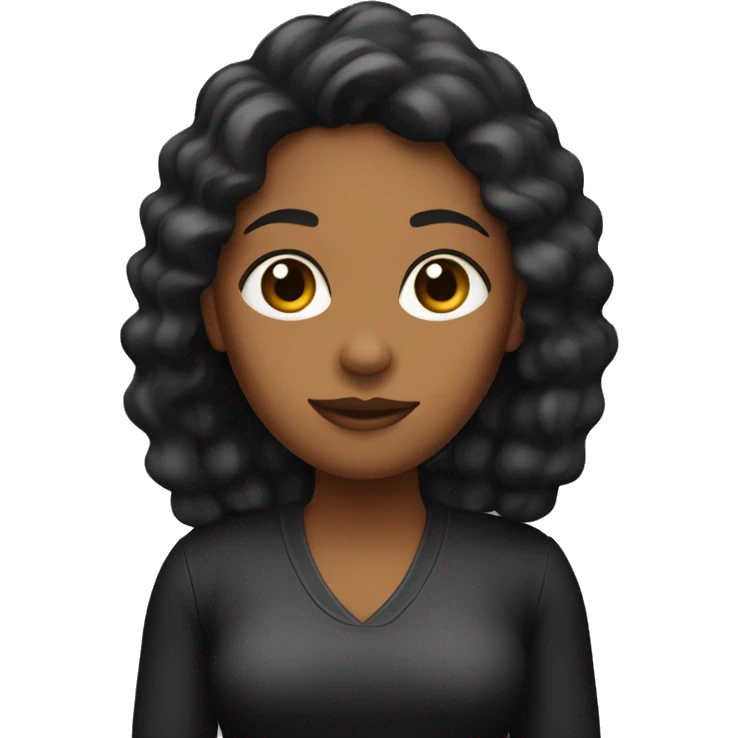 mujer pelo ondulado negro piel trigueña  emoji