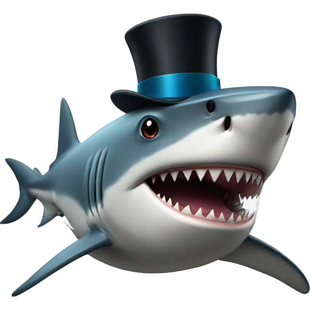 Shark with a top hat emoji