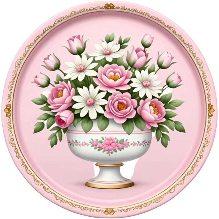 pink and white porcelain tray with flowers  emoji