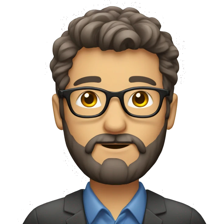 profesor joven con barba y gafas emoji