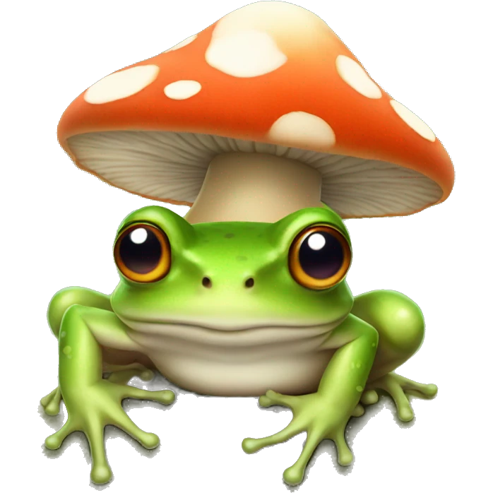 frog wearing a mushroom hat emoji