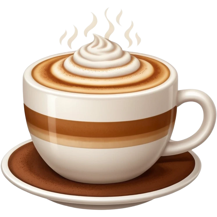 Cappuccino in big white cup without a face on it emoji