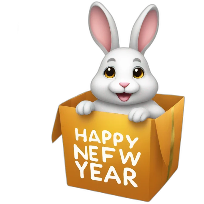 Rabbit with happy new year sign emoji