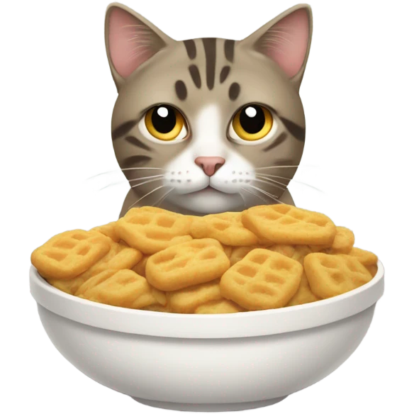 Tabby cat does not approve of dinner emoji