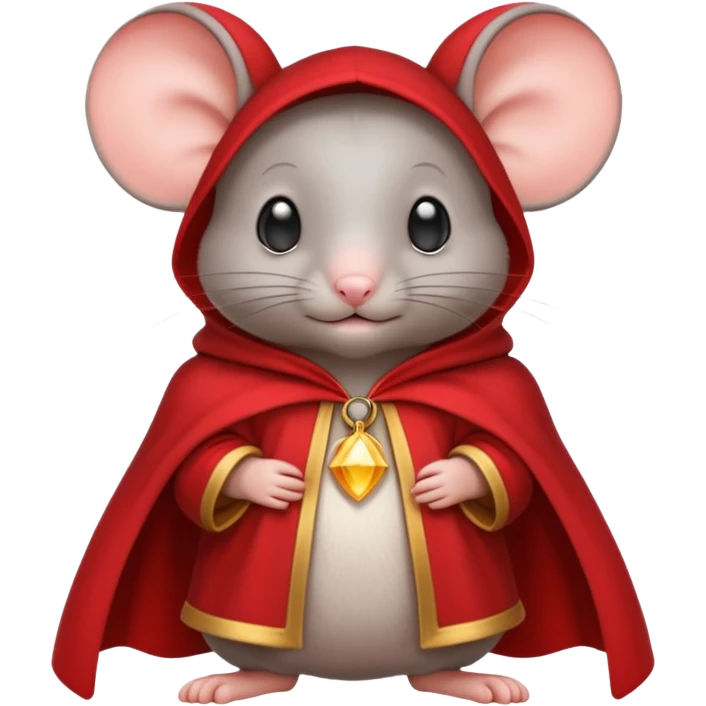 baby grey mouse, in magic red cloak emoji
