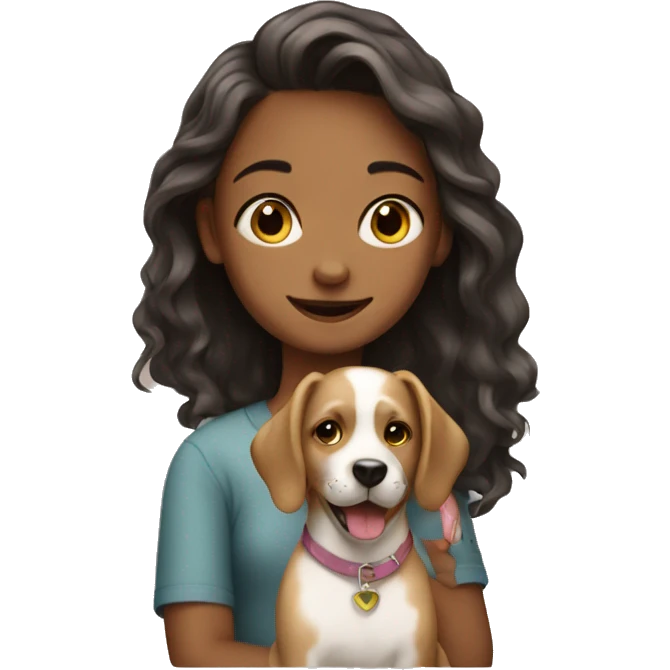 Girl with a cute dog emoji