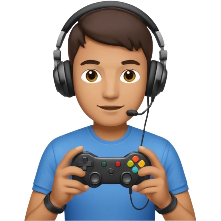 man with headphones holding game controller emoji