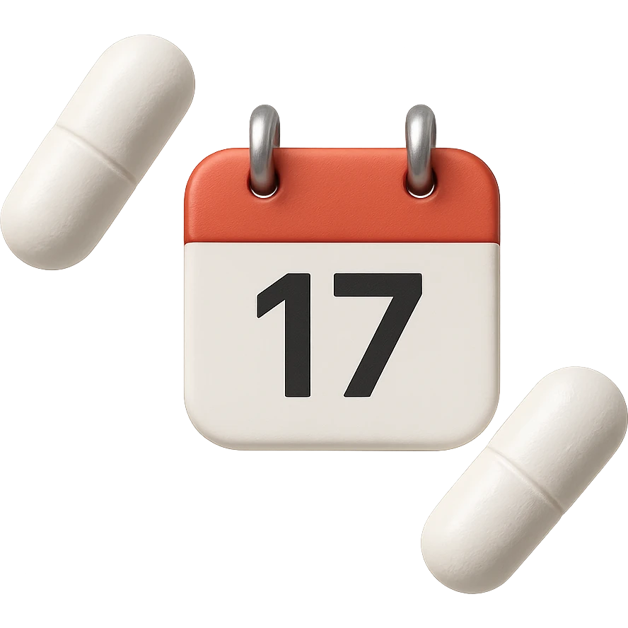 DUE BOCCETTE DI INTEGRATORI BIANCHE FLUTTUANO IN ARIA INSIEME AD UN CALENDARIO IN STILE EMOJI IPHONE, IPERREALISTICA 4K emoji