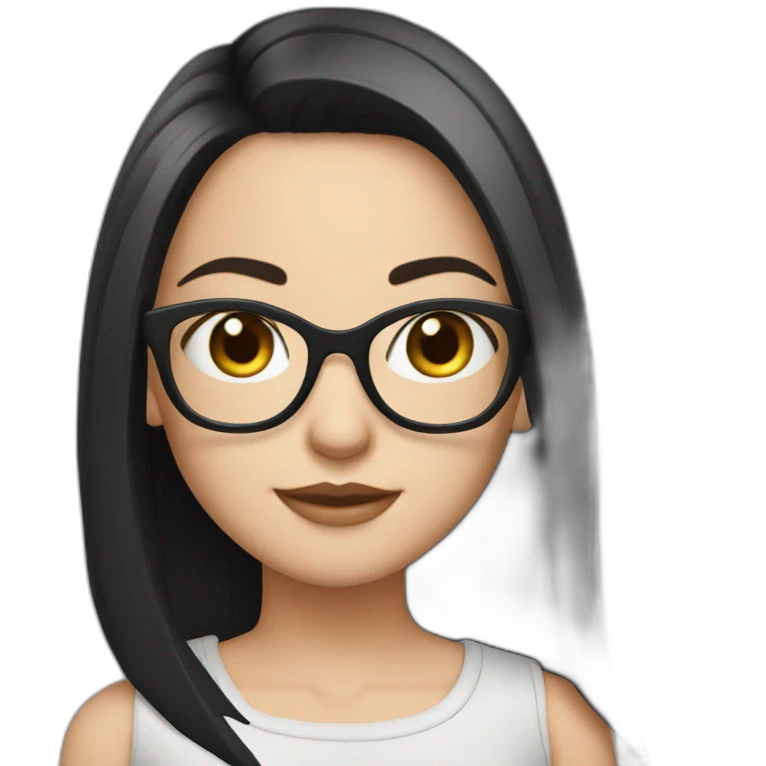 Cute white girl glasses black straight hair emoji