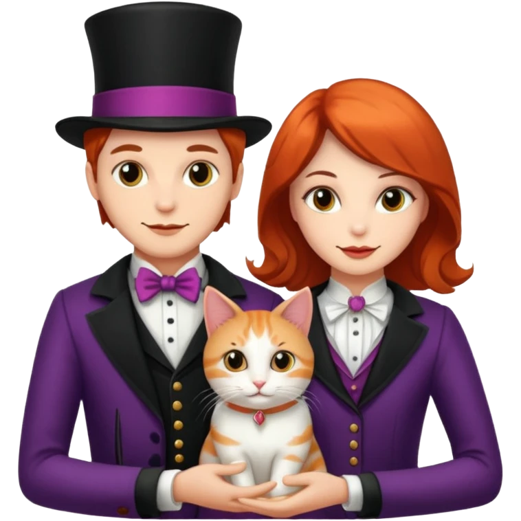 magician couple and their pet cat emoji