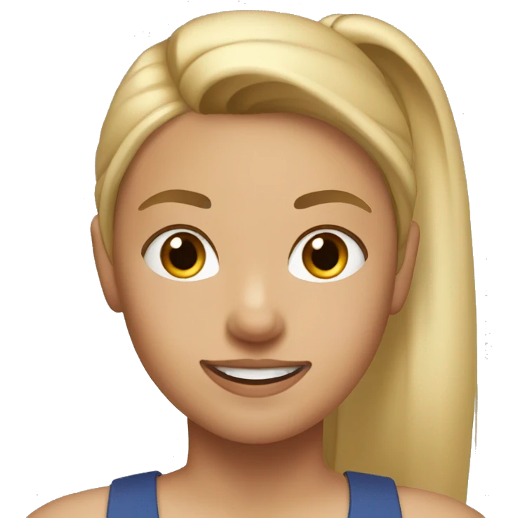 Girl with blonde and brown ponytail in gym clothes emoji