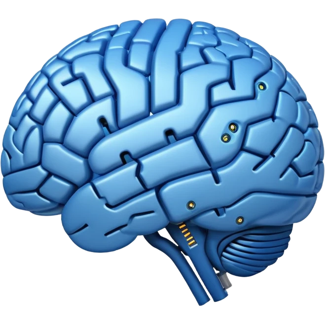brain with digital circuits, AI development emoji