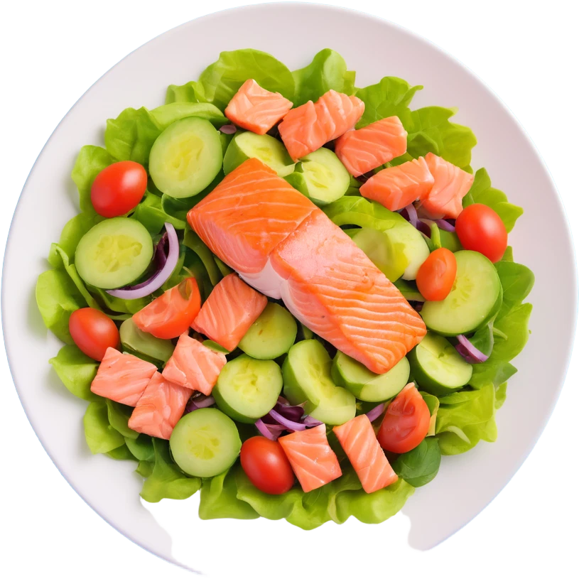 salmon salad served on a flat plate emoji
