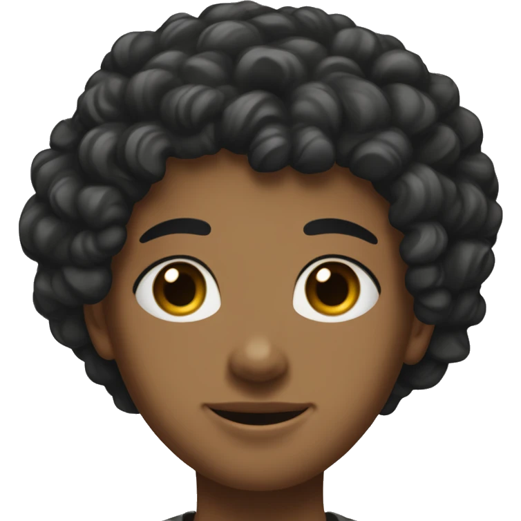 Teenager's head with a little curlThe head of a teenager with slightly curly black hair, brown eyes, slightly thickA teenager's head with slightly curly black hair, brown eyes, slightly thick eyebrows emoji