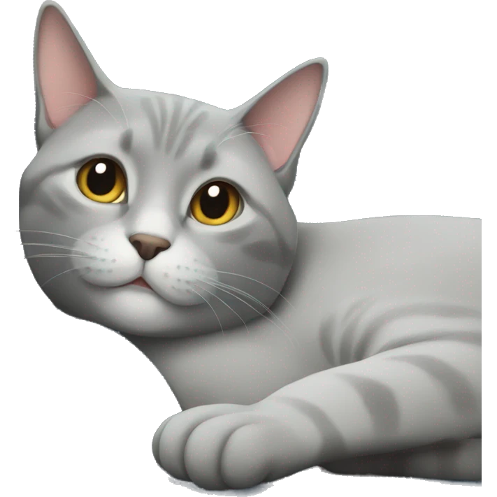 Gray cat relaxing emoji