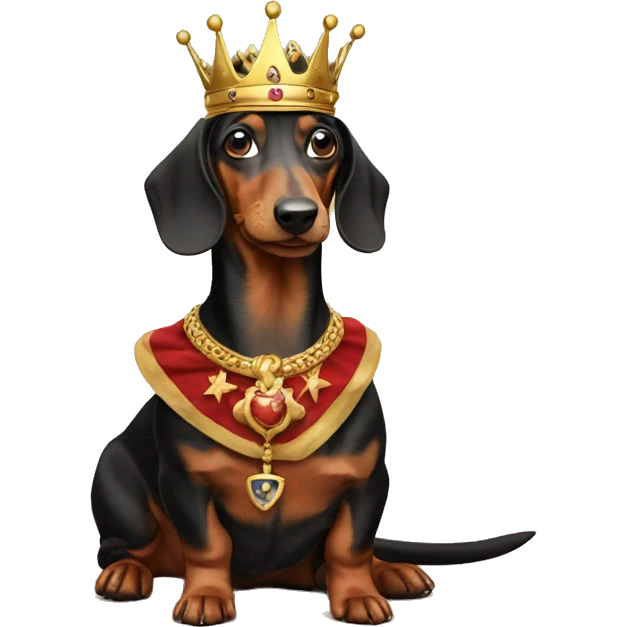 Daschund as a king emoji