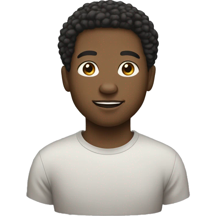 mae a black man, light skinned, small afro, goatee and sul match, around 16 year old. emoji