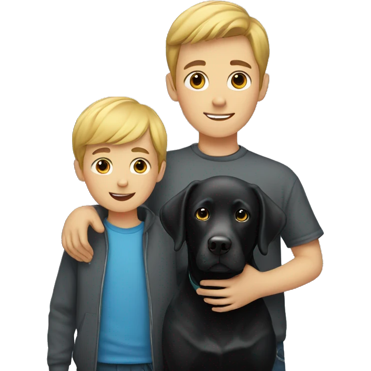 A boy and a black Labrador emoji