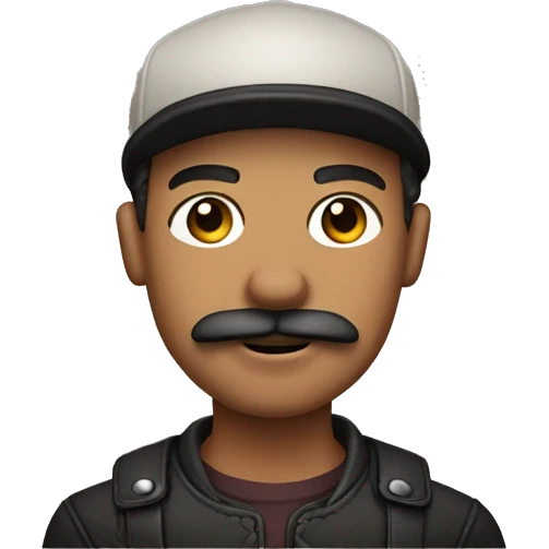 Light skin man with leather Muir cap and handle bar mustache.  emoji