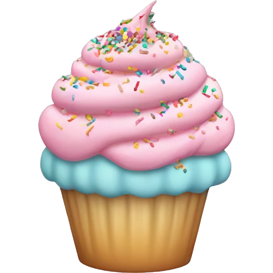 pastel pink cupcake, with colorful sprinkles on it emoji