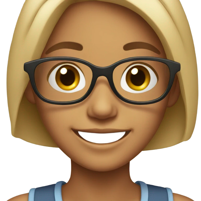 happy girls with glasses emoji
