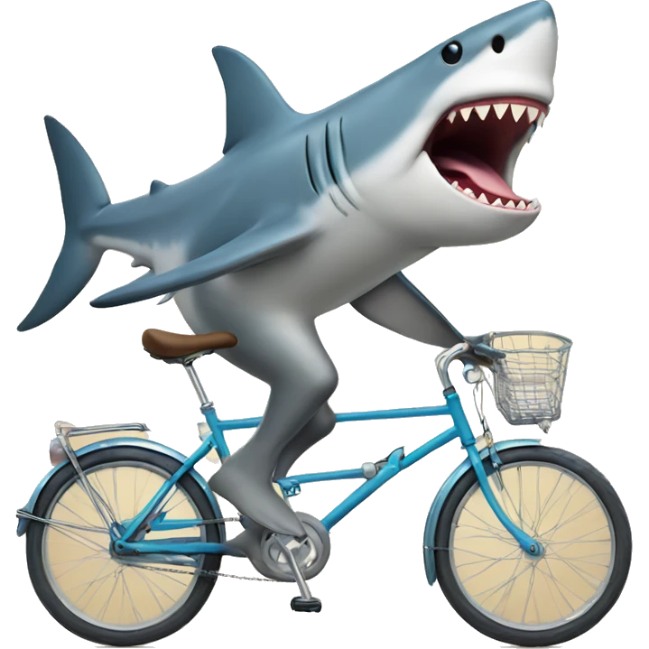 Shark riding a bicycle w tongue out emoji