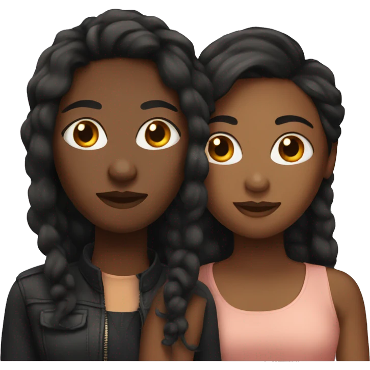 black lesbian couple with long hair  emoji
