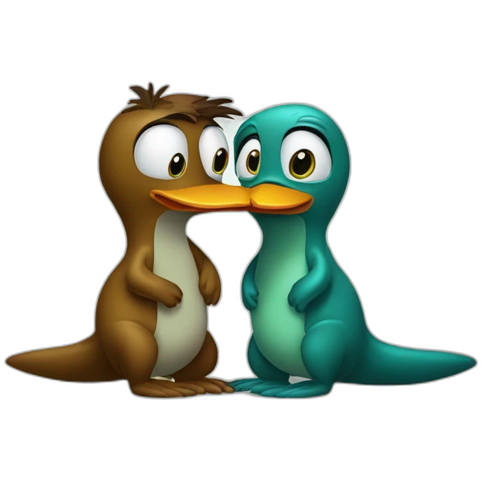 platypus perry and doctor doofenshmirtz kissing emoji