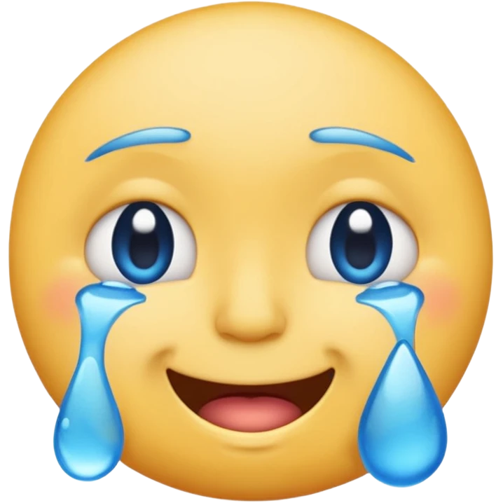 Pleading Face emoji, smiling with closed eyes and two large blue tears—iOS style. emoji
