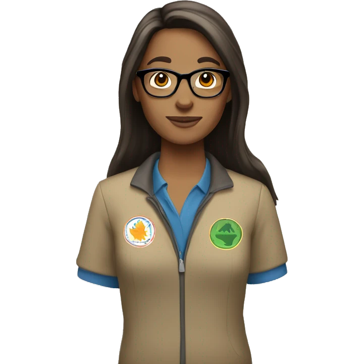Brunette Camp counsellor straight hair with glasses emoji