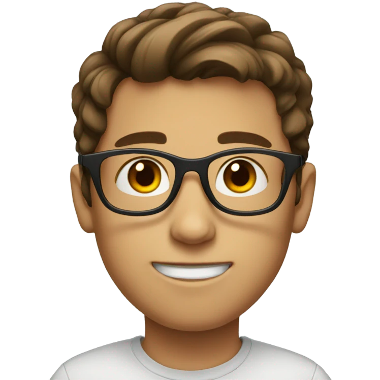 Boy with brown hair wearing round glasses emoji