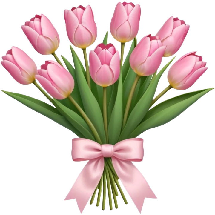 light pink tulip bouquet with light pink bow emoji