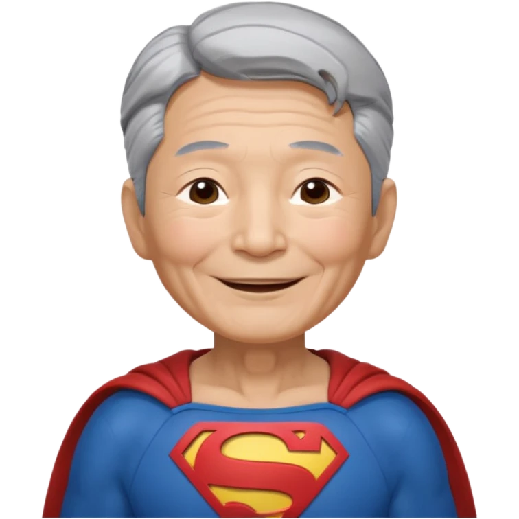 Chinese elderly dressed as Superman laughing with closed eyes emoji