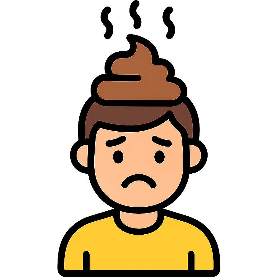 cartoon icon of a man with poop on his head emoji