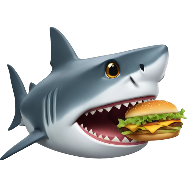 shark eating hamburger emoji
