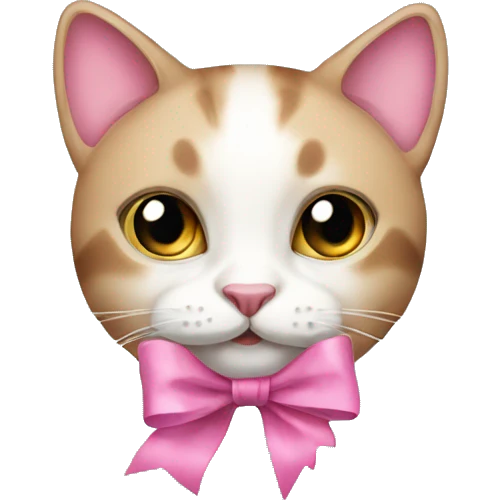 cat with cute pink bows emoji