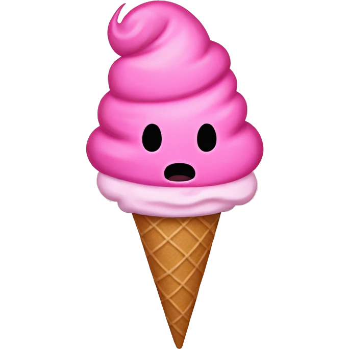 Pink glitter ice cream cone no face emoji