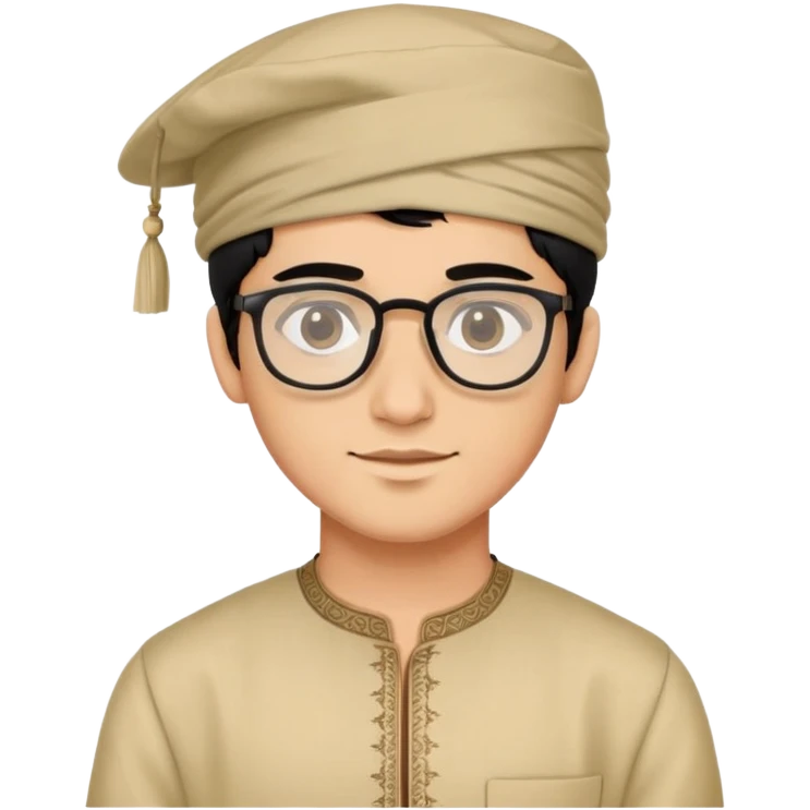 young man with wheatish skin tone, black hair, wearing kurta with rectangle glasses and traditional cap emoji