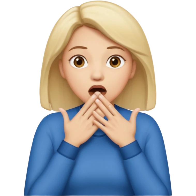 woman surprised with her hands over her mouth, full body emoji